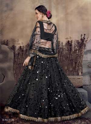 Designer Net Flair Black Lehenga Choli