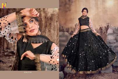 Designer Net Flair Black Lehenga Choli