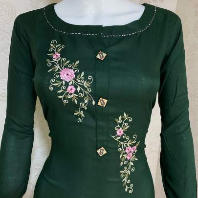 Designer Rayon Kurti Green