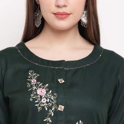Designer Rayon Kurti Green