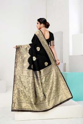 Deveshi Lichi Cotton Black Color Saree