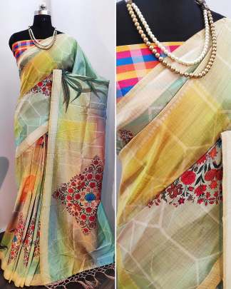 Digital Print Tussar Silk Multi COLOR