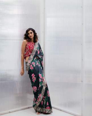 Digital Printed Saree with Embroideri less 