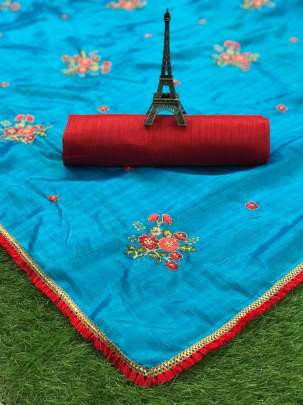 EMBROIDERY BUTTA WORK WITH FANCY ZALAR LACE SAREE