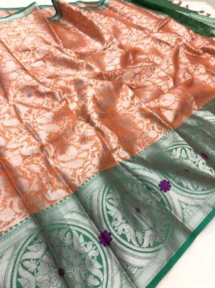 Exclusive kora muslin weaving sarees with pretty zari weaves desing