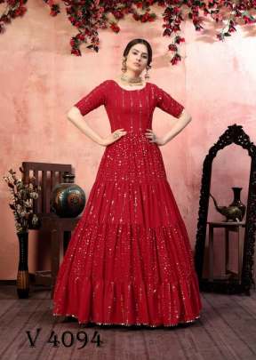 FLORY VOL 12 Anarkali Long Gown In Red Color By SHUBHKALA