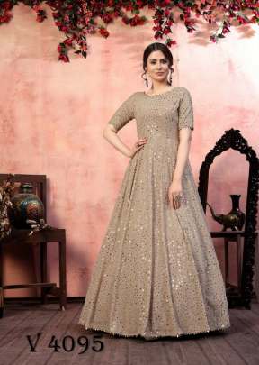 FLORY VOL 12 Anarkali Long Gown In Beige Color By SHUBHKALA