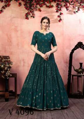 FLORY VOL 12 Anarkali Long Gown In Green Color By SHUBHKALA