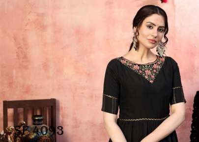 FLORY VOL 12 Anarkali Long Gown In Black Color By SHUBHKALA