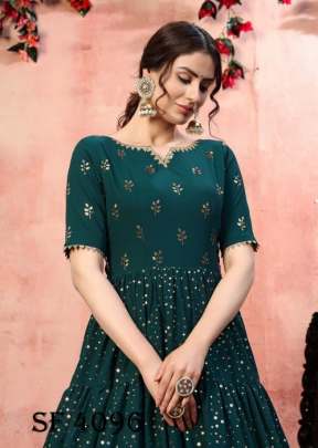 FLORY VOL 12 Anarkali Long Gown In Green Color By SHUBHKALA