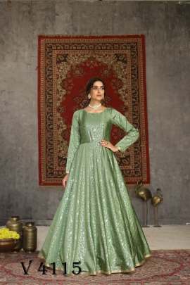 FLORY VOL 15 Anarkali Long Gown In Pista Green Color By SHUBHKALA