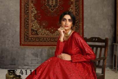 FLORY VOL 15 Anarkali Long Gown In Red Color By SHUBHKALA