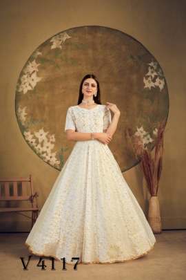 FLORY VOL 16 Anarkali Long Gown In White Color By SHUBHKALA