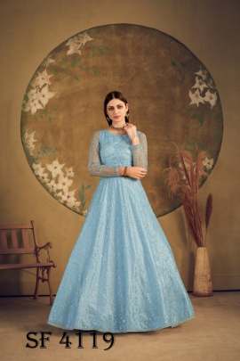 FLORY VOL 16 Anarkali Long Gown In Sky Color By SHUBHKALA