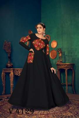 FLORY VOL 17 Anarkali Long Gown In Black Color By SHUBHKALA