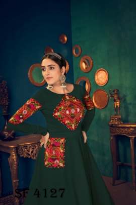 FLORY VOL 17 Anarkali Long Gown In Green Color By SHUBHKALA
