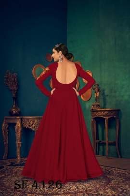 FLORY VOL 17 Anarkali Long Gown In Cherry Red Color By SHUBHKALA