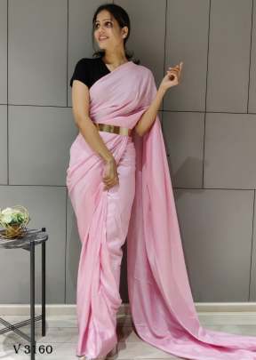 Fancy Silk Saree In Baby Pink Color By Surati Fabric