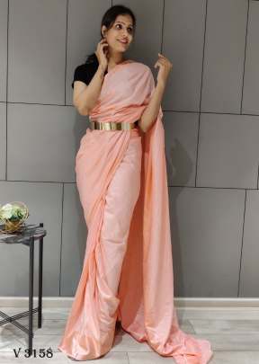 Fancy Silk Saree In Light Orange Color By Surati Fabric