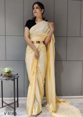 Fancy Silk Saree In Light Yellow Color By Surati Fabric