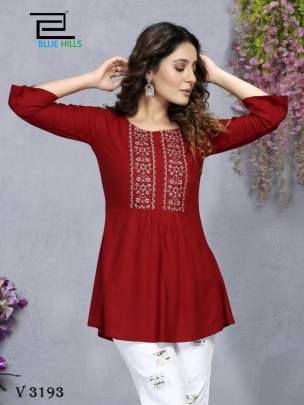 Fancy Top In Red Color By Blue Hills