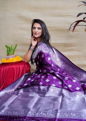 Fituri 2 Lichi Soft Silk Saree In Magenta Color By Surati Fabric 
