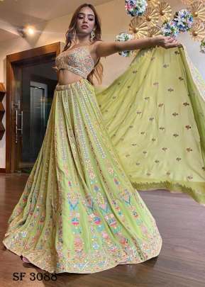 Fox Georgette  Lehenga Choli In Pista Color By NSR