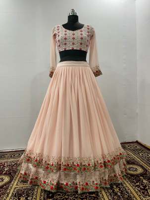 Fox Georgette Lehenga in Cream Color By DHK