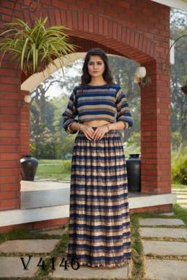 Frill   Flare Vol  2 Skirt Top In Navy Blue Color By SHUBHKALA