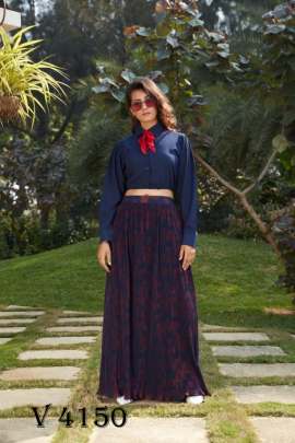 Frill   Flare Vol  2 Skirt Top In Navy Blue Color By SHUBHKALA