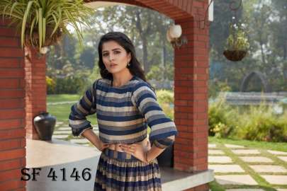 Frill   Flare Vol  2 Skirt Top In Navy Blue Color By SHUBHKALA