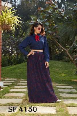 Frill   Flare Vol  2 Skirt Top In Navy Blue Color By SHUBHKALA