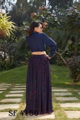 Frill   Flare Vol  2 Skirt Top In Navy Blue Color By SHUBHKALA