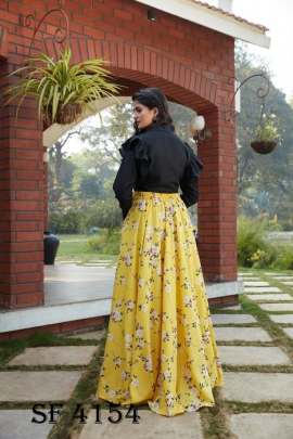 Frill   Flare Vol 3 Skirt Top In Black and Yellow Color By SHUBHKALA