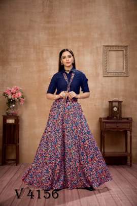 Frill   Flare Vol 4 Skirt Top In Navy Blue Color By SHUBHKALA