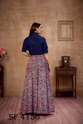 Frill   Flare Vol 4 Skirt Top In Navy Blue Color By SHUBHKALA