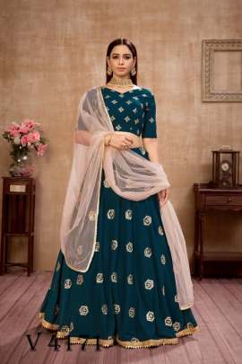 GIRLY VOL  12 Designer Lehengha Choli In Teal blue Color By SHUBHKALA