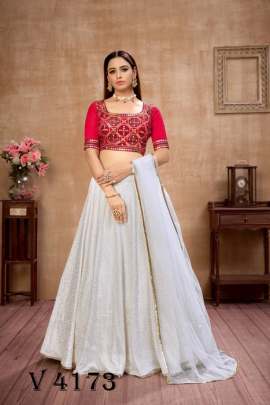 GIRLY VOL  12 Designer Lehengha Choli In White Color By SHUBHKALA