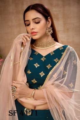 GIRLY VOL  12 Designer Lehengha Choli In Teal blue Color By SHUBHKALA