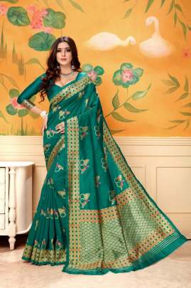 GLAMOUROS LICHI SILK SAREE IN  RAMA