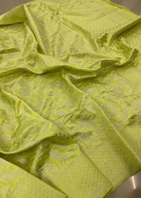 GULAB SOFT WEAVING SILK SAREE IN FASCINATING NEON GREEN COLOR