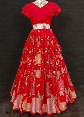  Georgette Lehenga In Red Color by LNB