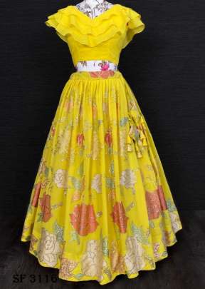  Georgette Lehenga In Yellow Color by LNB