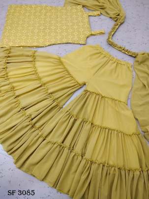 Georgette in Light Mehendi Color By Zoya Clothing