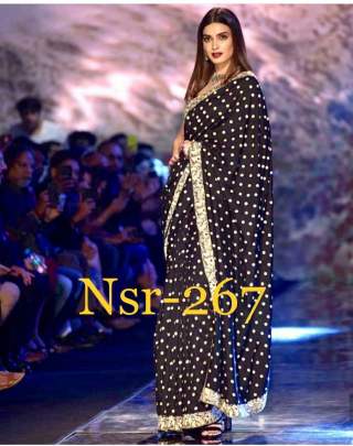 Georgtte With Embroidery Work Black Colour Saree