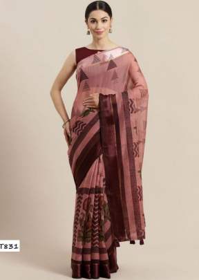 Glam Elegance Present New Brand Of Print Saree  With Bangoli Silk Pink Color 