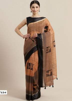 Glam Elegance Present New Brand Of Print Saree  With Bangoli Silk Dark Orange Color 