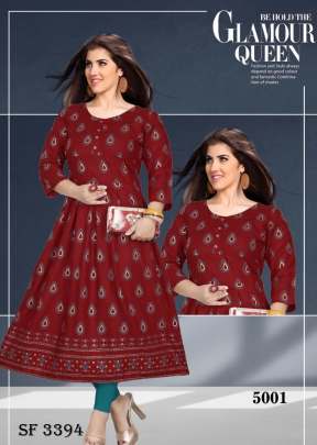 Goldy Vol-3 Foil printed A- Line Kurti In 8 Design By Glamour Queen