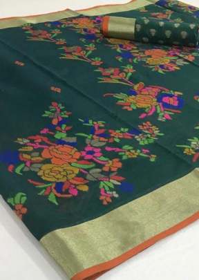 Green Colour Pure Jamadani Weaving Saree With Zari Border