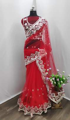 Hand Work Red Color 